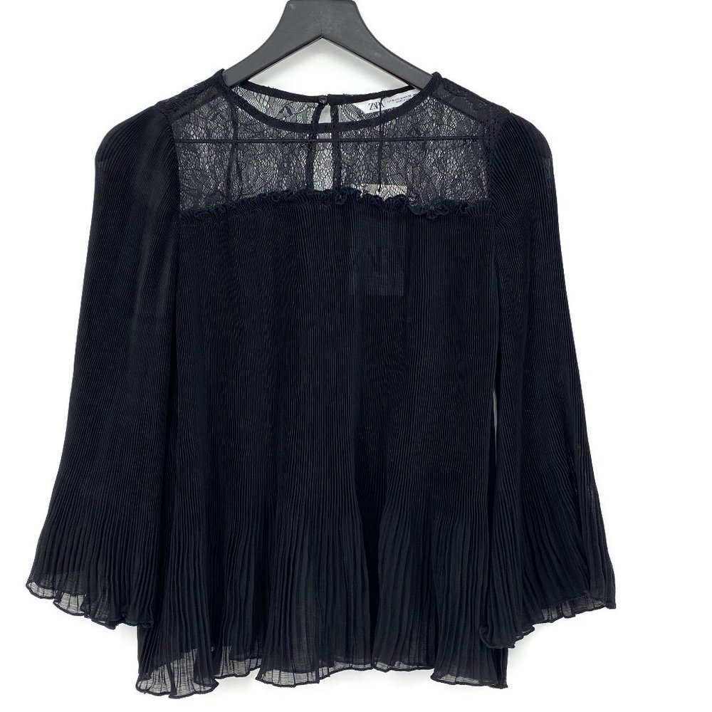 ZARA Combined Pleated Blouse NWT